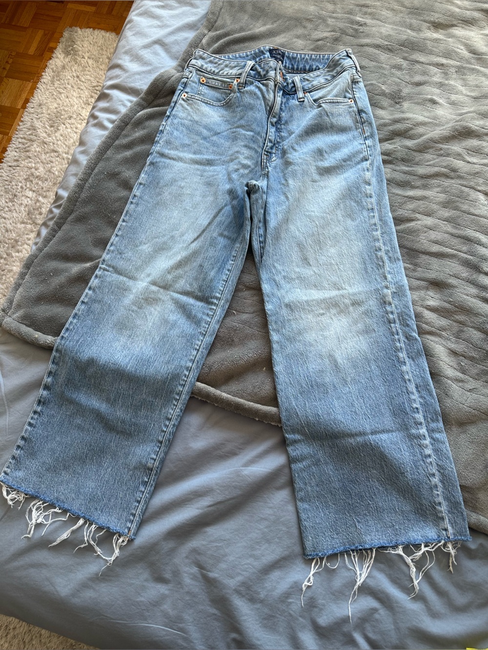 J. Crew Curvy Wide-Leg Crop Jeans with Frayed Hem